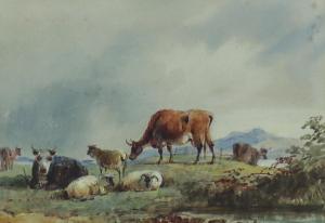 CROME William Henry 1806-1873,Landscape with sheep and cattle grazing,Canterbury Auction 2021-11-27