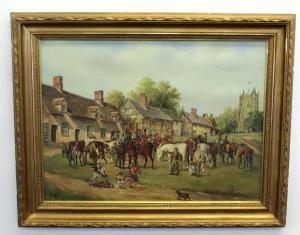 CROMPTON R.M 1900-1900,Village scene with horse gathering,Keys GB 2019-10-29