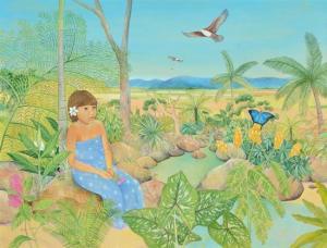 CROOKE Diana 1954,Islander Woman in Landscape,Leonard Joel AU 2015-06-23