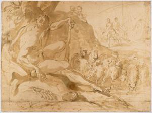 CROSATO Giovanni Battista 1686-1758,The giant Polyphemus with his flock of goats and,Galerie Koller 2021-10-01