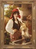 CROSIO Luigi 1835-1915,Italienisches Bauernmädchen mit ihrem Pferd am Brunnen,Schloss DE 2020-02-29