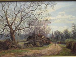 CROSLAND Enoch 1860-1945,A country lane, Warwickshire,Cheffins GB 2021-09-16