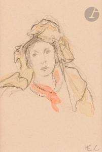 CROSS Henri Edmond 1856-1910,Portrait de femme au voile,Ader FR 2024-03-22