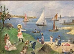 CROSS ROSE,Children on the Beach with sailing boats in the bay,Lacy Scott & Knight GB 2023-03-17
