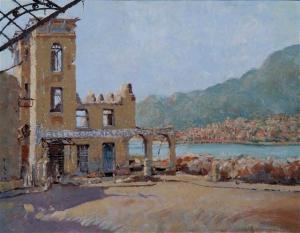 CROSS William Amos 1888,Italian lake scene with ruined hotel,Mallams GB 2009-05-27