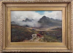 CROSSLAND James Henry 1852-1939,Highland cattle on a mountain track,Tennant's GB 2021-09-18