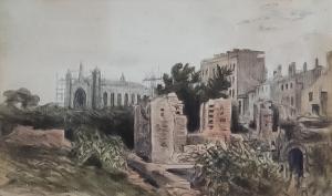 CROTCH William,View of buildings with ruins to foreground and cha,Canterbury Auction 2021-06-05