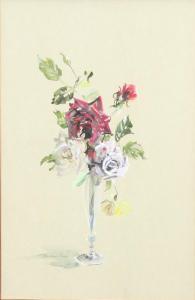 CROWE Barbara 1942,Still life study of a vase of roses,Denhams GB 2021-09-22