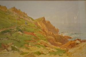 CROXFORD William Edwards,A rugged coastal view with figure on path,Andrew Smith and Son 2014-10-22