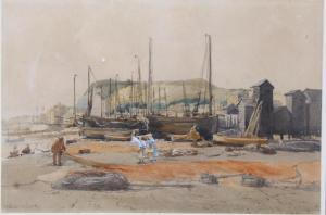 CROXFORD William Edwards 1871-1917,Hastings fishing beach scene,Burstow and Hewett GB 2023-01-25