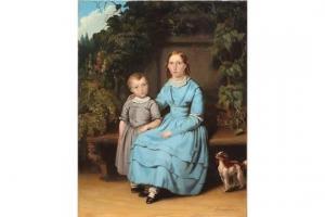 CRUISE BERG JC 1825-1871,Mother and child on bench,Twents Veilinghuis NL 2015-07-03