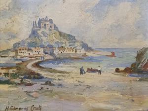 CRUTE Harry Edmunds 1888-1975,coastal scene with figures,Charterhouse GB 2021-07-08