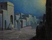 Cruveilhier Louis,Arabs in the medina under the light of the moon,1913,Woolley & Wallis 2018-03-07