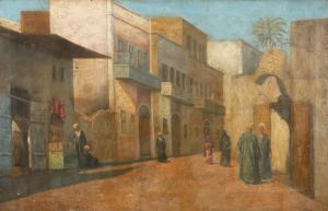 CSERNA Karoly 1867-1944,Figures in the Street,Tiroche IL 2021-11-06