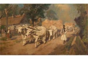 CSERNA KAROLY 1816-1888,OXEN WITH WAGON AFTER HARVESTING,Babuino IT 2015-07-07