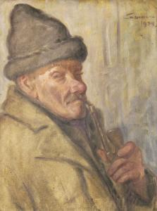 CSERNA Karoly 1867-1944,Pipázó férfi,Nagyhazi galeria HU 2003-12-14