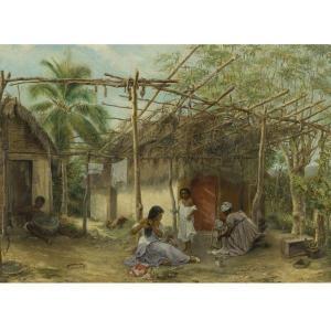 CUADRAS Joaquim 1843-1877,MULATTO GIRL'S TOILETTE, A SCENE IN CUBA,1872,Sotheby's GB 2010-11-17