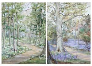 CUBITT Andrew Edith Alice,A bluebell wood, and another of primroses in woodl,Bonhams 2009-12-07