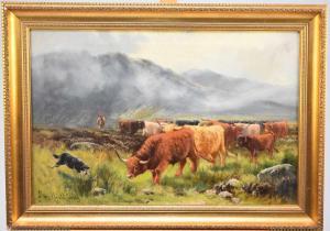 CUBLEY Henry Hadfield 1858-1934,\‘Collecting the Herd, Glencoe\’,Halls GB 2023-03-08