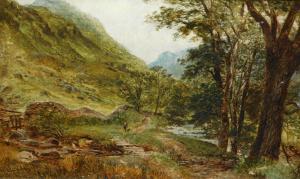 CUBLEY William Harold 1816-1896,River valley in Grisdale, with man and a dog on,Golding Young & Co. 2019-09-04