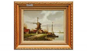 CUENDO DJ,Dutch river scene with windmills and a barge moore,Gerrards GB 2011-07-28