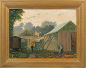CUGNET LEON 1889-1919,Landschaft mit Zelten, Wagen und Schaustellern,Schloss DE 2015-09-12