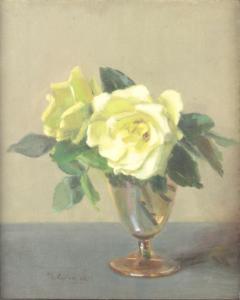 CULLEN Nora H 1900-1900,still life study of a vase of yellow roses,Denhams GB 2019-01-16