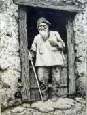 CULVER A,Old Man by Cottage Doorway,Keys GB 2012-01-06