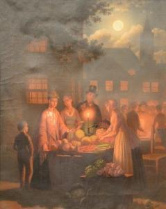 CULVERHOUSE Johann Mongels 1820-1891,candlelit market scene at night,Nadeau US 2020-10-24