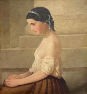 CULVERHOUSE Johann Mongels 1820-1891,Portrait of a Young Woman,Burchard US 2022-06-18