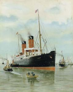CUMMING Neville 1800-1900,The S.S. Lucania under tug escort in Liverpool har,Christie's 2005-06-23