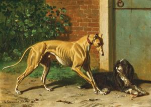CUNAEUS Conradijn,A Greyhound and a Cavalier King Charles Spaniel,1858,Palais Dorotheum 2023-12-12