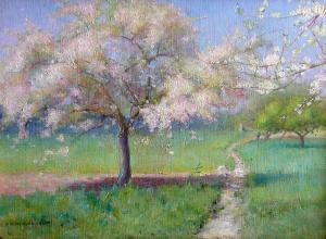 CUNNINGHAM John Wilton 1868-1903,apple trees in full pink blossom in a verdant fie,Hood Bill & Sons 2011-02-08