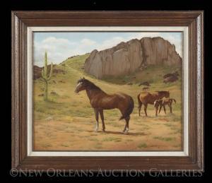 CUNNINGHAM Patricia 1925-1998,Wild Horses in a Western Landscape,New Orleans Auction US 2016-03-13