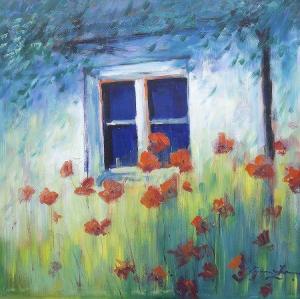 CUNNINGHAM Willie 1900-1900,Garden Window with Poppies,Adams IE 2014-12-16