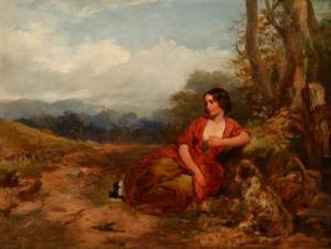 CURNOCK James 1812-1870,Young Girl Resting with Her Dog Beside a Tree,Weschler's US 2004-09-18