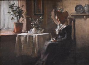 CURRAN Charles Courtney 1861-1942,A Cup of Tea,1886,Nadeau US 2024-01-01