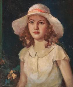 CURRAN Charles Courtney 1861-1942,Portrait of a Girl,1919,Grogan & Co. US 2023-10-28