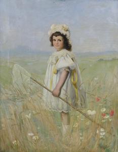CURRIE BELL Thomas 1873-1946,Little Girl with Butterfly Net,1898,Clars Auction Gallery US 2017-04-23