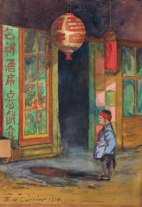 CURRIER Edward Wilson,CHINATOWN - IN FRONT OF A CHINESE RESTAURANT,1914,Potomack 2022-03-23