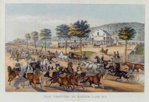 CURRIER # IVES PUBLISHERS 1834-1907,Fast Trotters on Harlem Lane N.Y.,1870,Sotheby's GB 2003-01-16