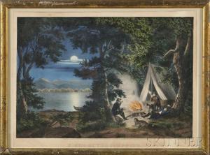 CURRIER # IVES PUBLISHERS 1834-1907,NIGHT BY THE CAMPFIRE.,Skinner US 2012-10-28