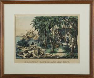 CURRIER # IVES PUBLISHERS 1834-1907,ROBINSON CRUSOE AND HIS PETS.,1874,Northeast GB 2013-08-04
