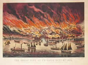 CURRIER # IVES PUBLISHERS 1834-1907,THE GREAT FIRE AT CHICAGO,1871,Sotheby's GB 2014-01-24