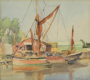 CURRY Ethel Luella 1902-2000,Docked Boats,Walker's CA 2010-07-14