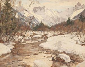 CURRY Robert Franz 1872-1955,Winter landscape with a brook,Hargesheimer Kunstauktionen DE 2022-09-07