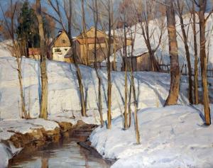 CURRY Robert Franz 1872-1955,Winter nahe des Dorfes,Peter Karbstein DE 2021-10-30