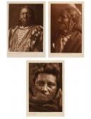 CURTIS Edward Sherrif 1868-1952,Group of Three Male Portraits: No Flesh -,1907,Santa Fe Art Auction 2024-04-10