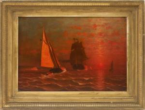CURTIS George 1826-1881,Two ships at sunset,Eldred's US 2019-11-22