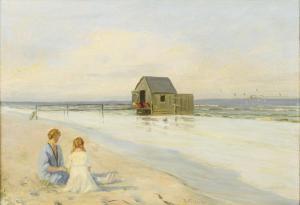 CURTIS Mark Osman 1879-1959,Strandszene mit Mutter und Kind,Wendl DE 2023-10-25